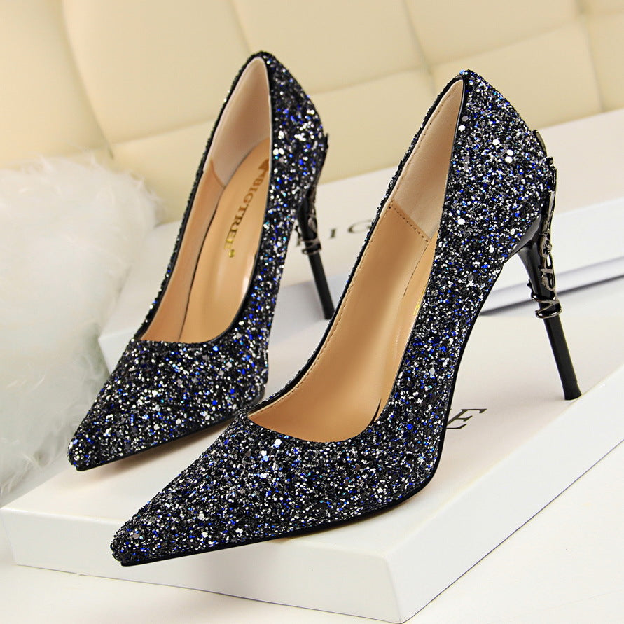 Sparkling Sequin Pointed High Heels