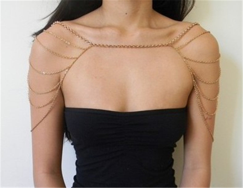 Metallic Multi-layer Shoulder Chain Body Jewelry