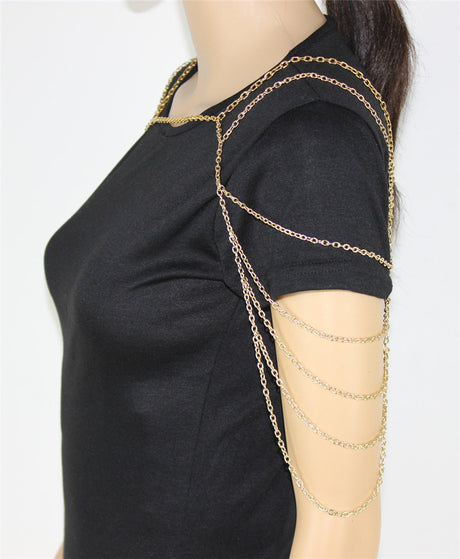 Metallic Multi-layer Shoulder Chain Body Jewelry