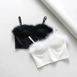 Flirty Feathered Suspender Tube Bra