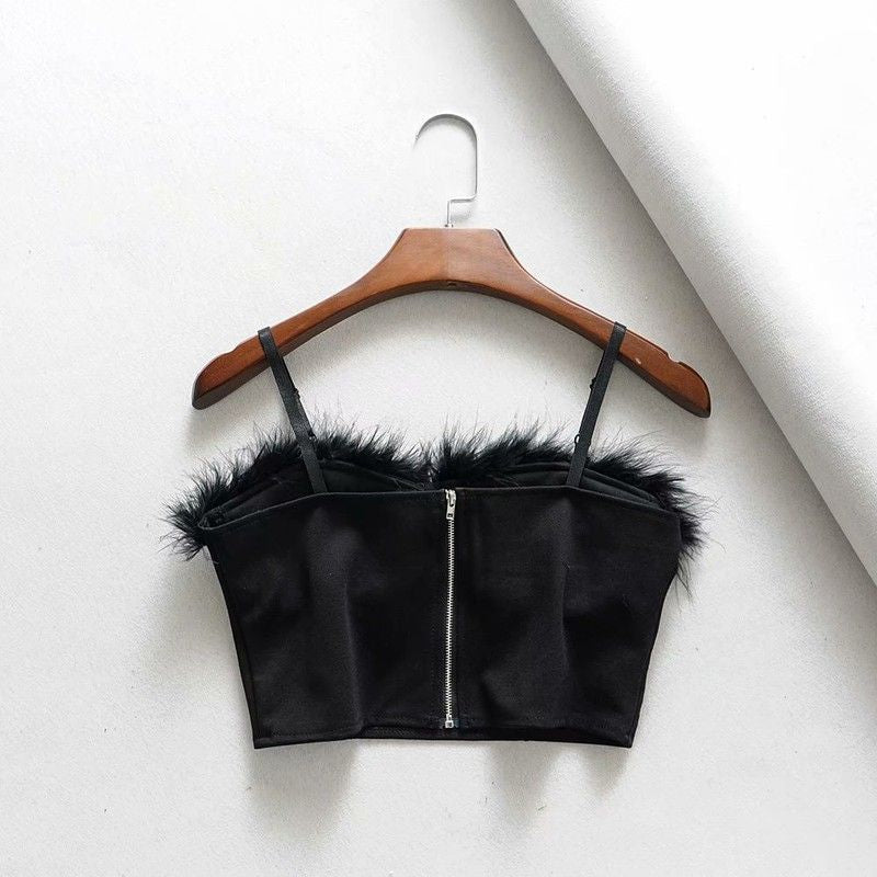 Flirty Feathered Suspender Tube Bra