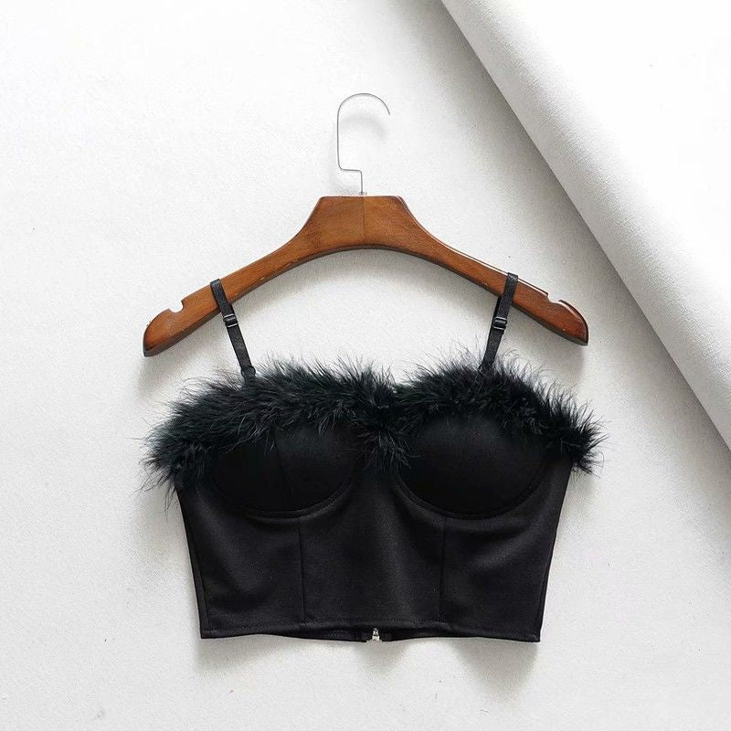 Flirty Feathered Suspender Tube Bra