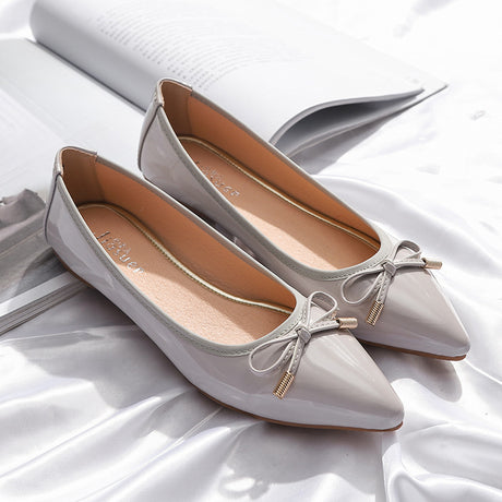 Amelia Bow Pointed Patent Flats