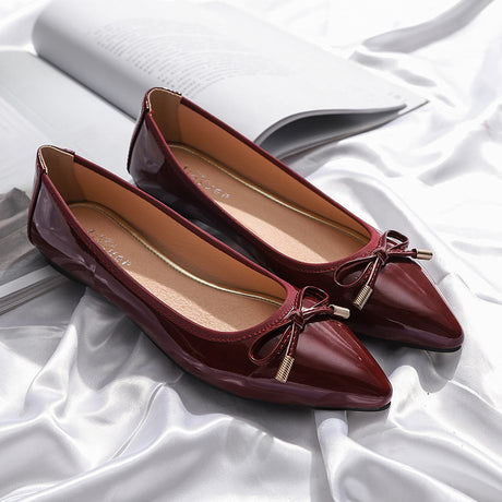 Amelia Bow Pointed Patent Flats