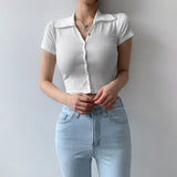 Ayla Buttoned Down Crop Top