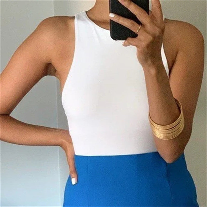 Flirty Sleeveless Round Neck Bodysuit