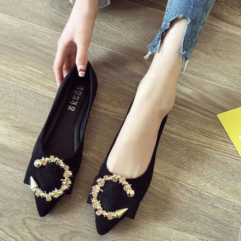 Ella Suede Gold Design Flats