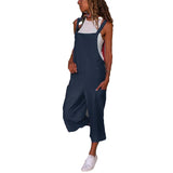 Cotton Blend Loose Fit Bib Jumpsuit