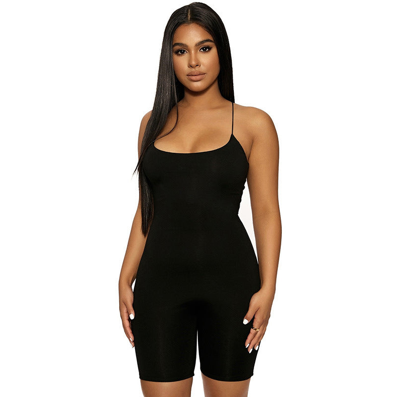 Samantha Black Bodycon Double Waist Romper