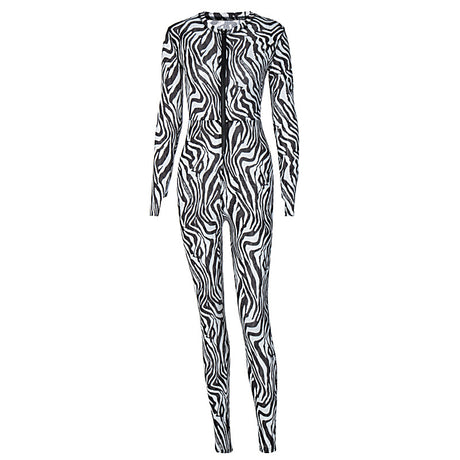 Zebra Print Fitness Jumpsuit