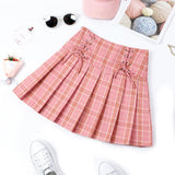 Pleated Plaid High Waist Skirt