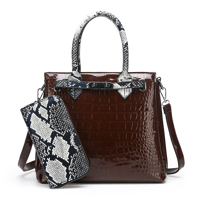 Geometric Stitched Ladies Handbag Set