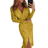 Emilia Sequined Long Sleeved Midi Dress