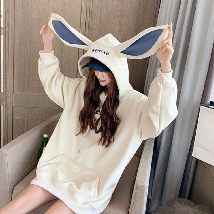 Cute Bunny Ear Velvet Hoodie