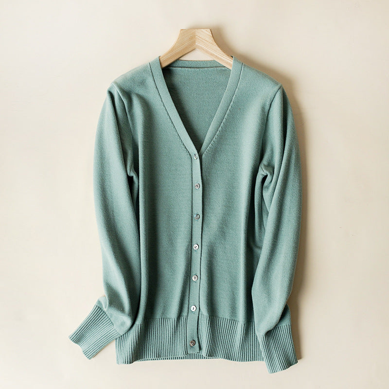 Sweetheart V-Neck Wool Blend Cardigan