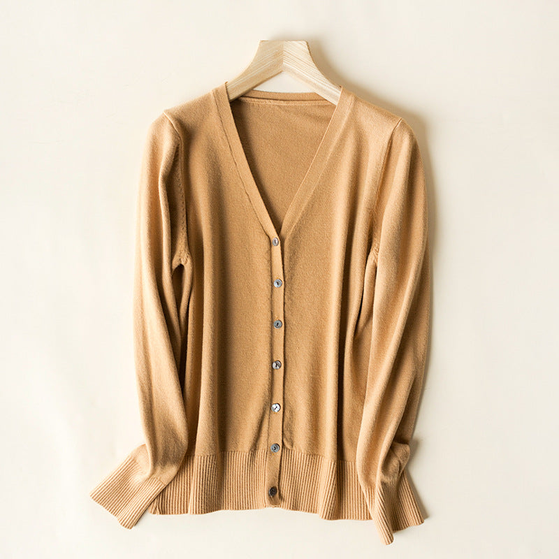 Sweetheart V-Neck Wool Blend Cardigan