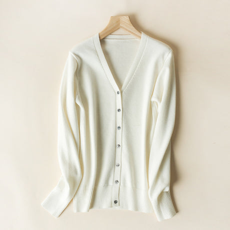 Sweetheart V-Neck Wool Blend Cardigan