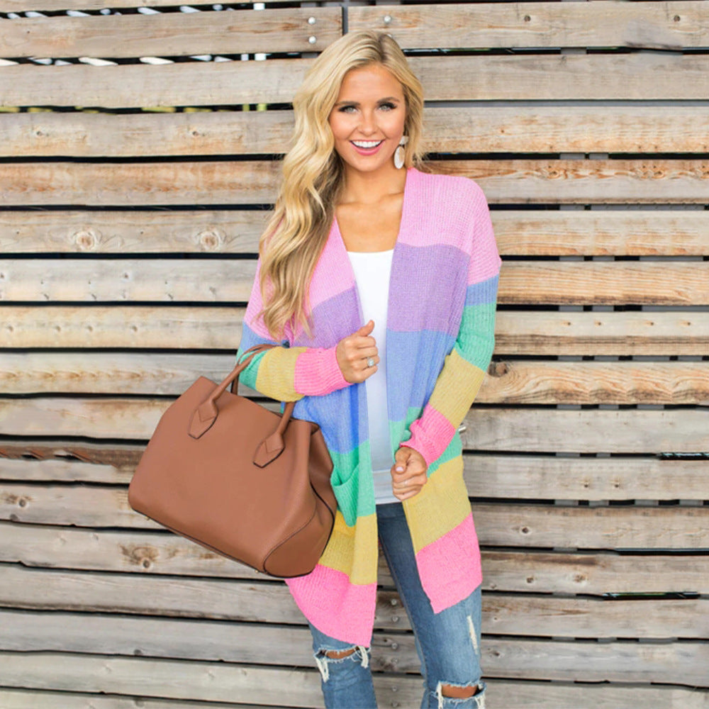 Rainbow Stitched Sweetheart Cardigan