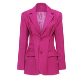 Magenta Pleated Chic Blazer