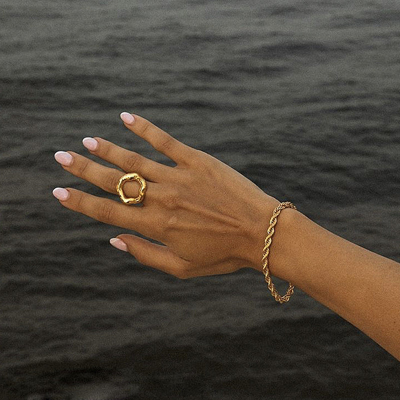 Simple French Gold Ring Set