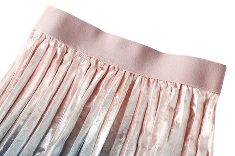 Golden Sunset Pleated Velvet Skirt