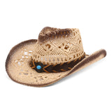 Breathable Straw Conical Crown Cowboy Hat