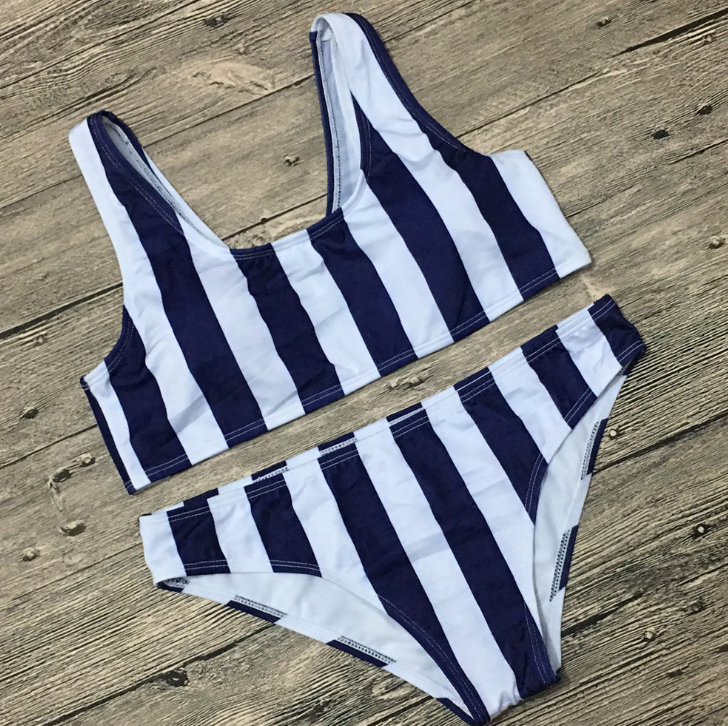 Striped Split Back Bikini