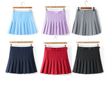 Pleated Cotton Blend High Waist Skirt