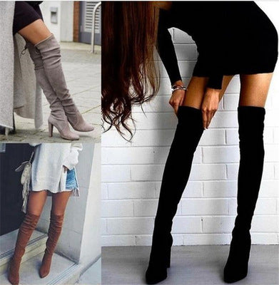 Seductive Suede Fleece-lined High Heel Boots