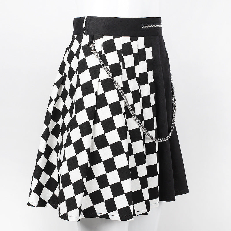 Pleated Lattice Chain Skirt