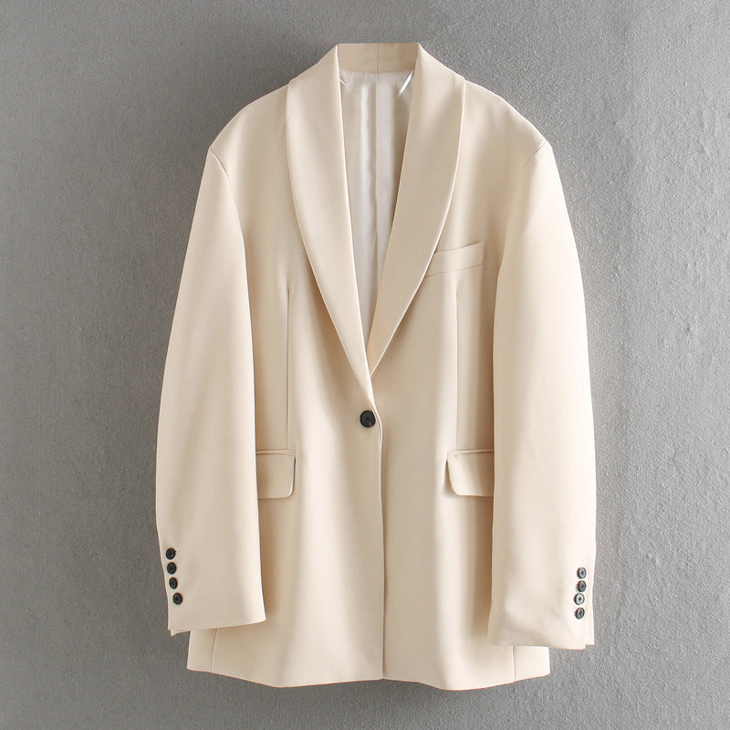 Beige Elegance One Button Blazer