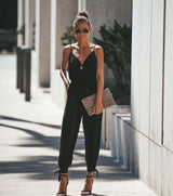 Backless Pocket V-Neck Jumpsuit