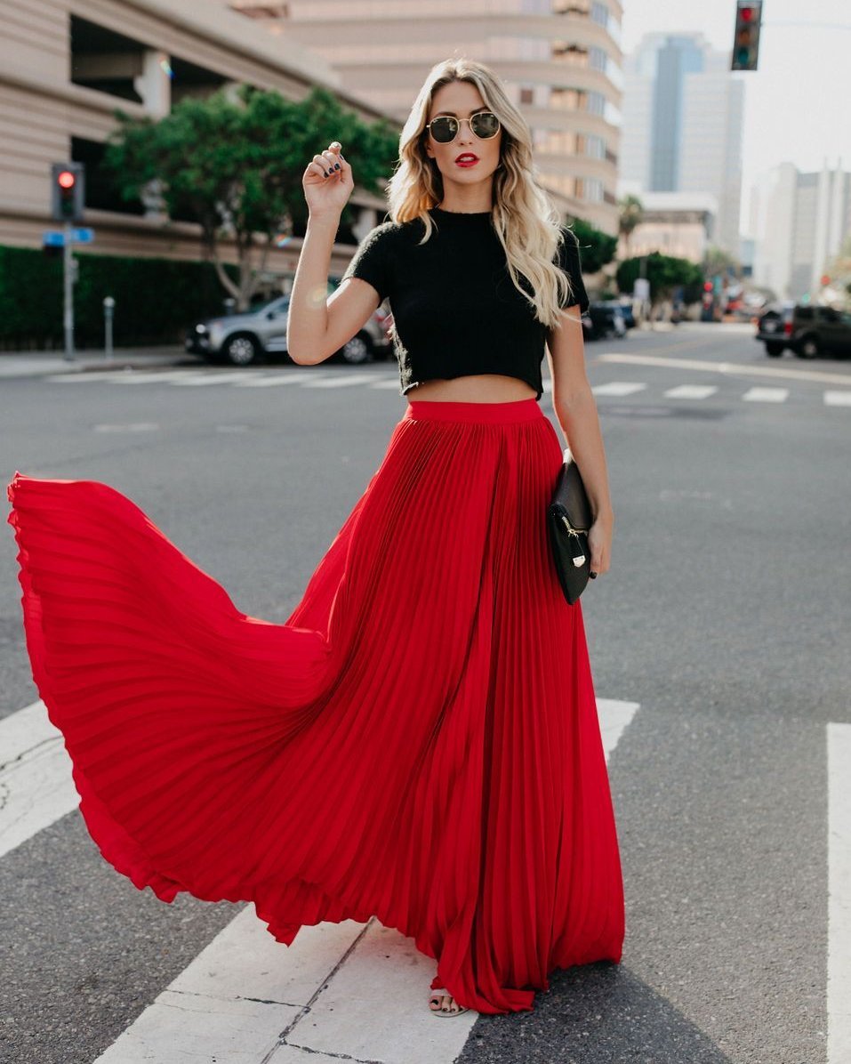 Pleated Elegance Maxi Skirt