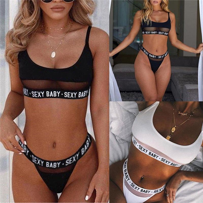 Seductive Openwork Split Bikini