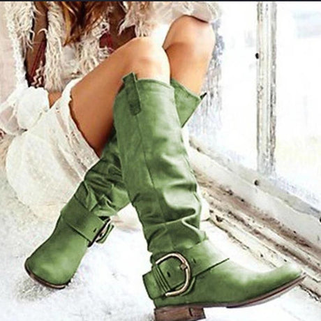 Belted Thick Heel Boots