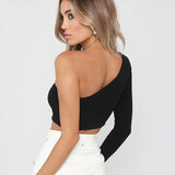 Sage One-Shoulder Crop Top