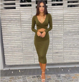 Iris Criss Cross Sleek Long Sleeved Midi Dress