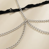 Feminine White Alloy Cross Chain Body Jewelry