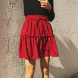 Polka Dot Pleated Chiffon Skirt