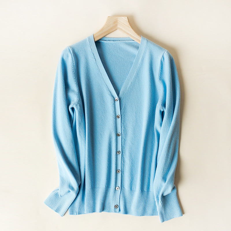 Sweetheart V-Neck Wool Blend Cardigan