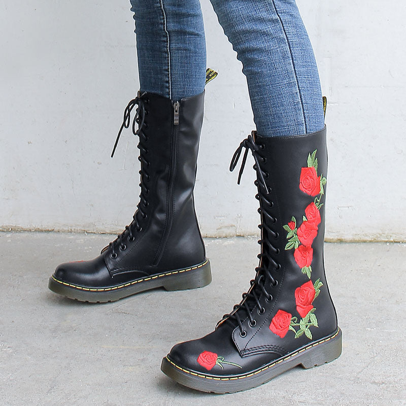 Chic Embroidered Martin Boots