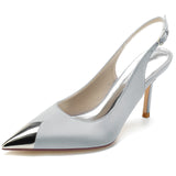 Ivory White Satin Pointed High Heels