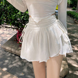 White Pleated A-Line Skirt