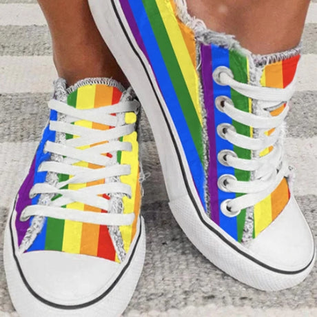 Rainbow Lace-up Canvas Shoes