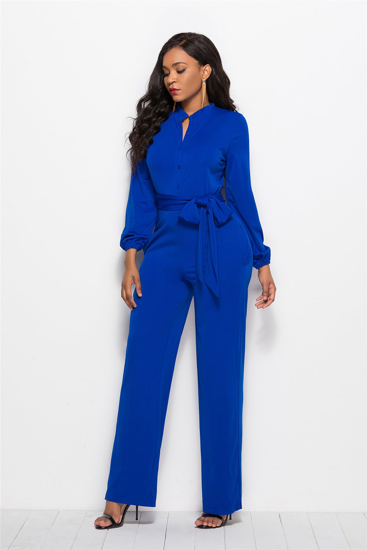 Solid Color Wide Leg Jumpsuit