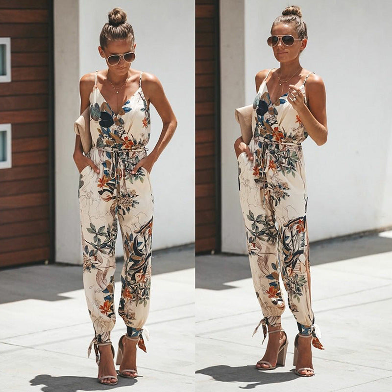 Backless Pocket V-Neck Jumpsuit