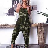 Camouflage Suspenders Jumpsuit