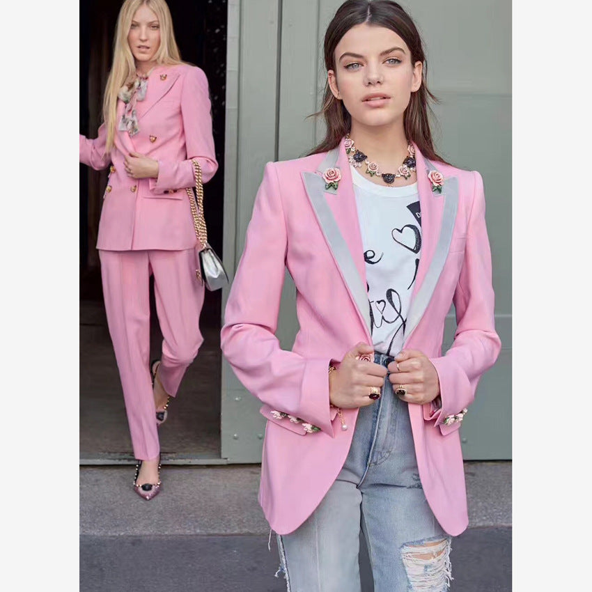 Pink Blossom Printed Lining Blazer