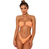 Back Buckle Solid Color Bikini