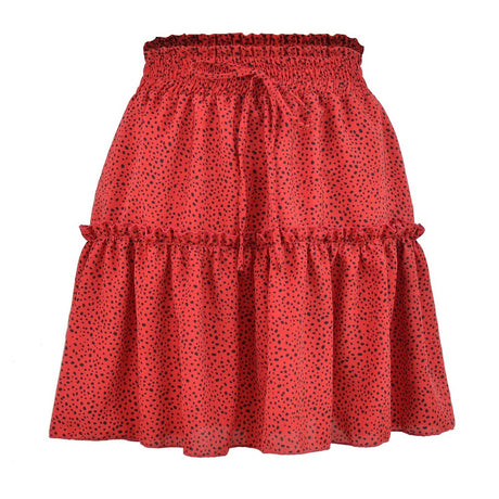 Polka Dot Pleated Chiffon Skirt